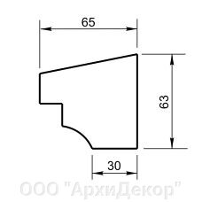 Карниз Вландо , КН-02.063/скв., 63х65х700 мм (Высота х Вылет х Длина), архитектурный бетон, для фасадного декора от компании ООО "АрхиДекор" - фото 1