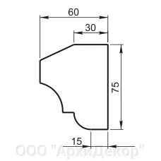 Карниз Вландо , КН-02.065/1, 75х60х500 мм (Высота х Вылет х Длина), архитектурный бетон, для фасадного декора от компании ООО "АрхиДекор" - фото 1