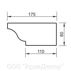 Карниз Вландо , КН-05.080/1, 80х175х500 мм (Высота х Вылет х Длина), архитектурный бетон, для фасадного декора от компании ООО "АрхиДекор" - фото 1