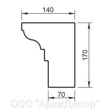 Карниз Вландо , КН-07.170/с, 170х140х700 мм (Высота х Вылет х Длина), архитектурный бетон, для фасадного декора от компании ООО "АрхиДекор" - фото 1