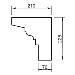 Карниз Вландо , КН-07.225/скв, 225х210х800 мм (Высота х Вылет х Длина), архитектурный бетон, для фасадного декора от компании ООО "АрхиДекор" - фото 1