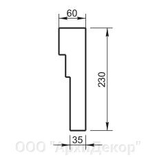 Карниз Вландо , КН-07.230/скв., 230х60х800 мм (Высота х Вылет х Длина), архитектурный бетон, для фасадного декора от компании ООО "АрхиДекор" - фото 1