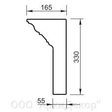 Карниз Вландо , КН-08.330/скв., 330х165х700 мм (Высота х Вылет х Длина), архитектурный бетон, для фасадного декора от компании ООО "АрхиДекор" - фото 1