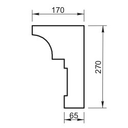 Карниз Вландо , КН-09.270/скв, 270х170х700 мм (Высота х Вылет х Длина), архитектурный бетон, для фасадного декора от компании ООО "АрхиДекор" - фото 1
