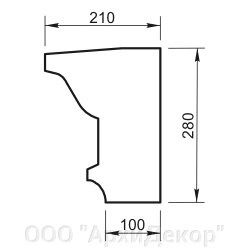 Карниз Вландо , КН-101.280, 280х210х600 мм (Высота х Вылет х Длина), архитектурный бетон, для фасадного декора от компании ООО "АрхиДекор" - фото 1