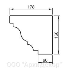 Карниз Вландо , КН-17.160/1, 160х178х675 мм (Высота х Вылет х Длина), архитектурный бетон, для фасадного декора от компании ООО "АрхиДекор" - фото 1