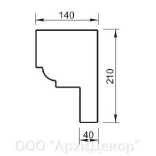 Карниз Вландо , КН-22.210/скв, 210х140х640 мм (Высота х Вылет х Длина), архитектурный бетон, для фасадного декора от компании ООО "АрхиДекор" - фото 1