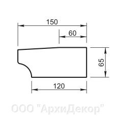 Карниз Вландо , КН-70.065, 65х150х640 мм (Высота х Вылет х Длина), архитектурный бетон, для фасадного декора от компании ООО "АрхиДекор" - фото 1