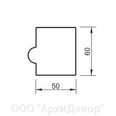 Карниз Вландо , КН-80.060/скв, 60х50х800 мм (Высота х Вылет х Длина), архитектурный бетон, для фасадного декора от компании ООО "АрхиДекор" - фото 1