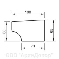 Карниз Вландо , КН-90.065/2, 65х100х1050 мм (Высота х Вылет х Длина), архитектурный бетон, для фасадного декора от компании ООО "АрхиДекор" - фото 1