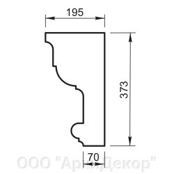 Карниз Вландо , КП-104.373/скв, 373х195х500 мм (Высота х Вылет х Длина), архитектурный бетон, для фасадного декора от компании ООО "АрхиДекор" - фото 1