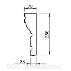 Карниз Вландо , ОА-11.250, 250х70х750 мм (Высота х Вылет х Длина), архитектурный бетон, для фасадного декора от компании ООО "АрхиДекор" - фото 1