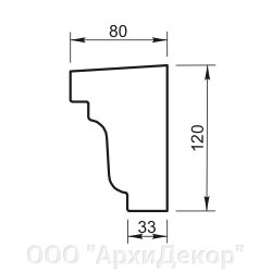 Карниз Вландо , ПД-00.120, 120х80х600 мм (Высота х Вылет х Длина), архитектурный бетон, для фасадного декора от компании ООО "АрхиДекор" - фото 1