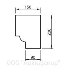 Кессон Вландо , КО-15.200/3, 200х150х700 мм (Высота х Вылет х Длина), архитектурный бетон, для фасадного декора от компании ООО "АрхиДекор" - фото 1