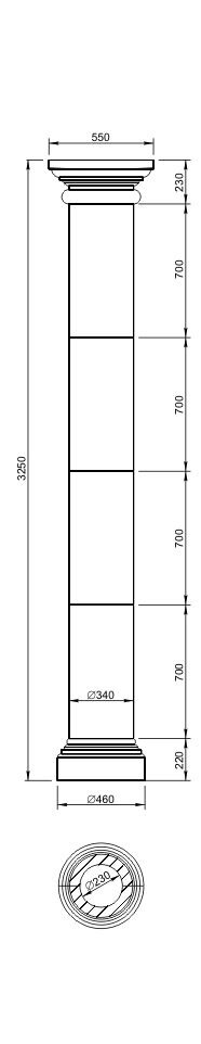 Колонна Вландо , КЛ-00.340 (сб), 3250хх мм (Высота х Вылет х Длина), архитектурный бетон, для фасадного декора от компании ООО "АрхиДекор" - фото 1