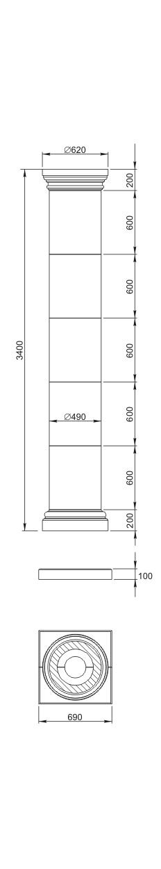 Колонна Вландо , КЛ-00.490 (сб), 3400хх мм (Высота х Вылет х Длина), архитектурный бетон, для фасадного декора от компании ООО "АрхиДекор" - фото 1