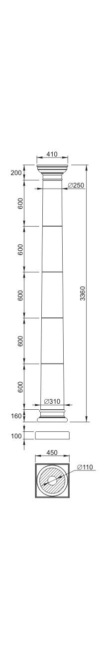 Колонна Вландо , КЛ-02.310 (сб), 3360хх мм (Высота х Вылет х Длина), архитектурный бетон, для фасадного декора от компании ООО "АрхиДекор" - фото 1