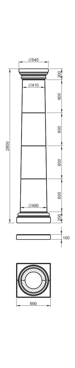 Колонна Вландо , КЛ-02.490 (сб), 2800хх мм (Высота х Вылет х Длина), архитектурный бетон, для фасадного декора от компании ООО "АрхиДекор" - фото 1