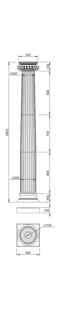 Колонна Вландо , КЛ-03.310 (сб), 2603хх мм (Высота х Вылет х Длина), архитектурный бетон, для фасадного декора от компании ООО "АрхиДекор" - фото 1