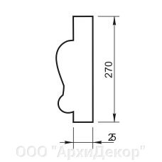 Кронштейн Вландо , КР-03.270, 270х25х225 мм (Высота х Вылет х Длина), архитектурный бетон, для фасадного декора от компании ООО "АрхиДекор" - фото 1