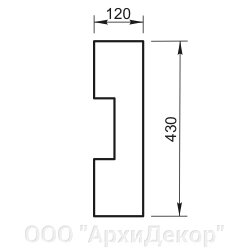 Молдинг / Наличник Вландо , КН-101.430, 430х120х900 мм (Высота х Вылет х Длина), архитектурный бетон, для фасадного от компании ООО "АрхиДекор" - фото 1