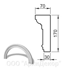 Наличник арочный R2370 (профиль ОП-31.170) Вландо , ОП-70.237 R, 170х70х мм (Высота х Вылет х Длина), архитектурный от компании ООО "АрхиДекор" - фото 1