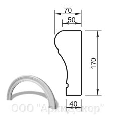 Наличник арочный R500 (профиль ОП-17.170) Вландо , ОП-17.500 R, 170х70х мм (Высота х Вылет х Длина), архитектурный от компании ООО "АрхиДекор" - фото 1