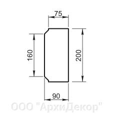 Наличник (левый) Вландо , НО-01.940, 200х90х940 мм (Высота х Вылет х Длина), архитектурный бетон, для фасадного декора от компании ООО "АрхиДекор" - фото 1