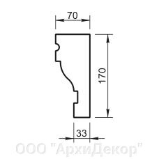 Наличник Вландо , ОА-11.100 скв., 170х70х1000 мм (Высота х Вылет х Длина), архитектурный бетон, для фасадного декора от компании ООО "АрхиДекор" - фото 1