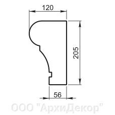 Наличник Вландо , ОП-01.205/1, 205х120х990 мм (Высота х Вылет х Длина), архитектурный бетон, для фасадного декора от компании ООО "АрхиДекор" - фото 1