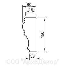 Наличник Вландо , ОП-08.150, 150х60х700 мм (Высота х Вылет х Длина), архитектурный бетон, для фасадного декора от компании ООО "АрхиДекор" - фото 1