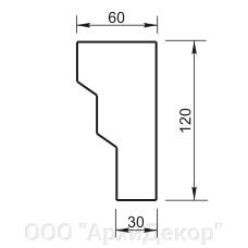 Наличник Вландо , ОП-10.120/скв., 120х60х800 мм (Высота х Вылет х Длина), архитектурный бетон, для фасадного декора от компании ООО "АрхиДекор" - фото 1