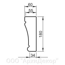 Наличник Вландо , ОП-14.180, 180х60х800 мм (Высота х Вылет х Длина), архитектурный бетон, для фасадного декора от компании ООО "АрхиДекор" - фото 1