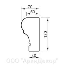 Наличник Вландо , ОП-17.130/скв., 130х70х800 мм (Высота х Вылет х Длина), архитектурный бетон, для фасадного декора от компании ООО "АрхиДекор" - фото 1