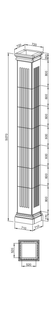 Облицовка Колонны Вландо , КЛ-04.620 (сб), 5070хх мм (Высота х Вылет х Длина), архитектурный бетон, для фасадного декора от компании ООО "АрхиДекор" - фото 1