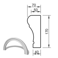 Наличник арочный R500 (профиль ОП-17.170) Вландо , ОП-17.500 R, 170х70х мм (Высота х Вылет х Длина), архитектурный