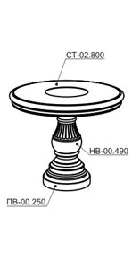 Столик круглый "Ажур" Вландо , СТ-02.670/сб, х800х670 мм (ШхВ), архитектурный бетон