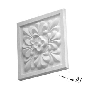Цветок - квадратный барельеф на стену 462х462 Вландо , ДД-00.460, 462хх462 мм (ШхВ), архитектурный бетон