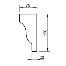 Карниз Вландо , КН-04.150/с, 150х70х440 мм (Высота х Вылет х Длина), архитектурный бетон, для фасадного декора