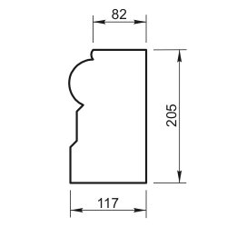 Плинтус, бордюр Вландо , КН-101.205, 205х117х600 мм (Высота х Вылет х Длина), архитектурный бетон, для фасадного декора