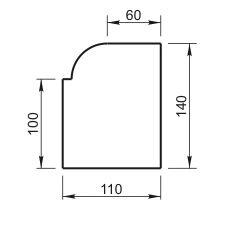 Бордюр Вландо , ПБ-01.140/скв., 110хх140 мм (ШхВ), архитектурный бетон