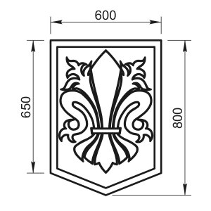 Щит с лилией (большой) Вландо , ДП-08.800, 600хх800 мм (ШхВ), архитектурный бетон