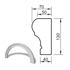 Наличник арочный R550 (профиль ОП-17.130) Вландо , ОП-16.550 R, 130х70х мм (Высота х Вылет х Длина), архитектурный