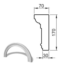 Наличник арочный R450 (профиль ОП-31.170) Вландо , ОП-31.450 R, 170х70х мм (Высота х Вылет х Длина), архитектурный