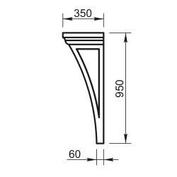 Кронштейн Вландо , КР-02.950, 950х350х мм (Высота х Вылет х Длина), архитектурный бетон, для фасадного декора