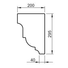 Карниз Вландо , КН-01.295/с, 295х200х600 мм (Высота х Вылет х Длина), архитектурный бетон, для фасадного декора