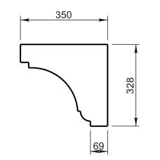 Карниз Вландо , КН-06.328/с, 328х350х350 мм (Высота х Вылет х Длина), архитектурный бетон, для фасадного декора