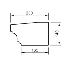 Карниз Вландо , КН-70.140/1, 140х230х870 мм (Высота х Вылет х Длина), архитектурный бетон, для фасадного декора