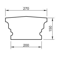 Поручень радиусный R=2200 мм (профиль от ПР-30.200) Вландо , ПР-31.220 R, Высота 150 мм, архитектурный бетон