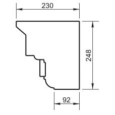 Карниз с сухариками Вландо , КН-22.248, 248х230х500 мм (Высота х Вылет х Длина), архитектурный бетон, для фасадного